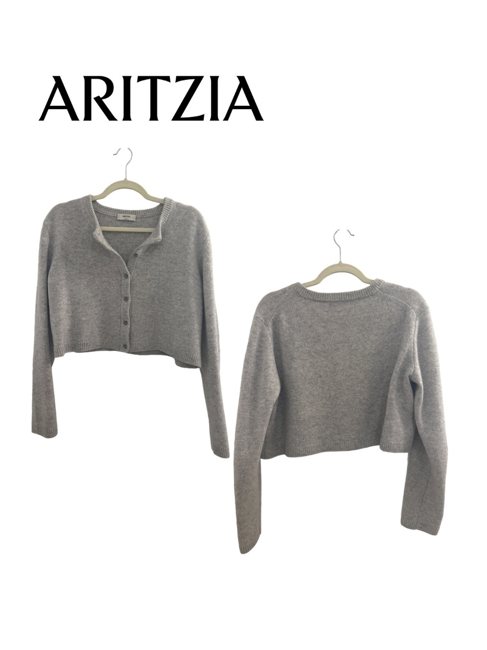 Aritzia Light Grey Cropped Cardigan